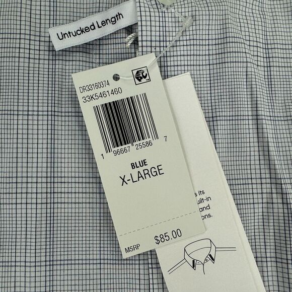 Calvin Klein Mens Extra Slim Fit Untucked Length Button Down Shirt Blue XL - Picture 3 of 4
